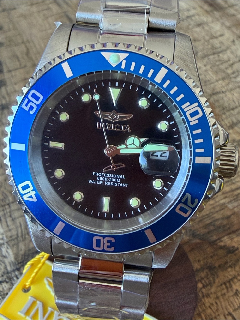 NEW Invicta Pro Diver Anchoris Blue Bezel Stainless Steel Watch 37.5mm - 200M WR - Picture 2 of 8